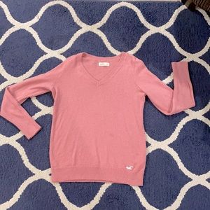 Hollister pink v-neck sweater large